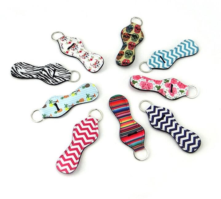 Favor Gifts 72 Pattern Color Printing Neoprene Chapstick Holder Keychain Handy Lip Balm Sleeves Holder Keychains Case Pouch For Wo