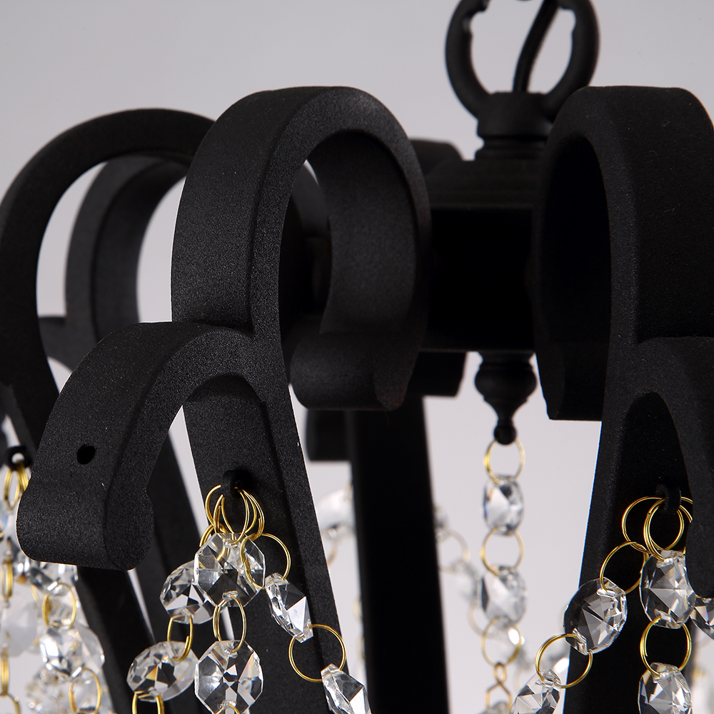 Vintage Iron Crystal Pendant Lights K9 Crystals Chandelier Light fixtures black for Living Room Bedroom Restaurant Porch