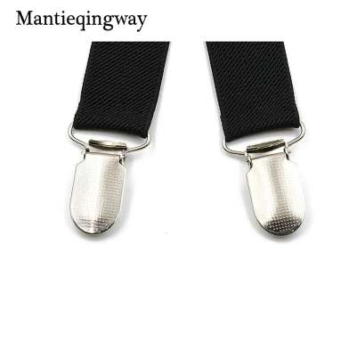 Black Suspenders for Mens 4 clips Strap Solid Color Adjustable Slim Braces Women Belt Strap