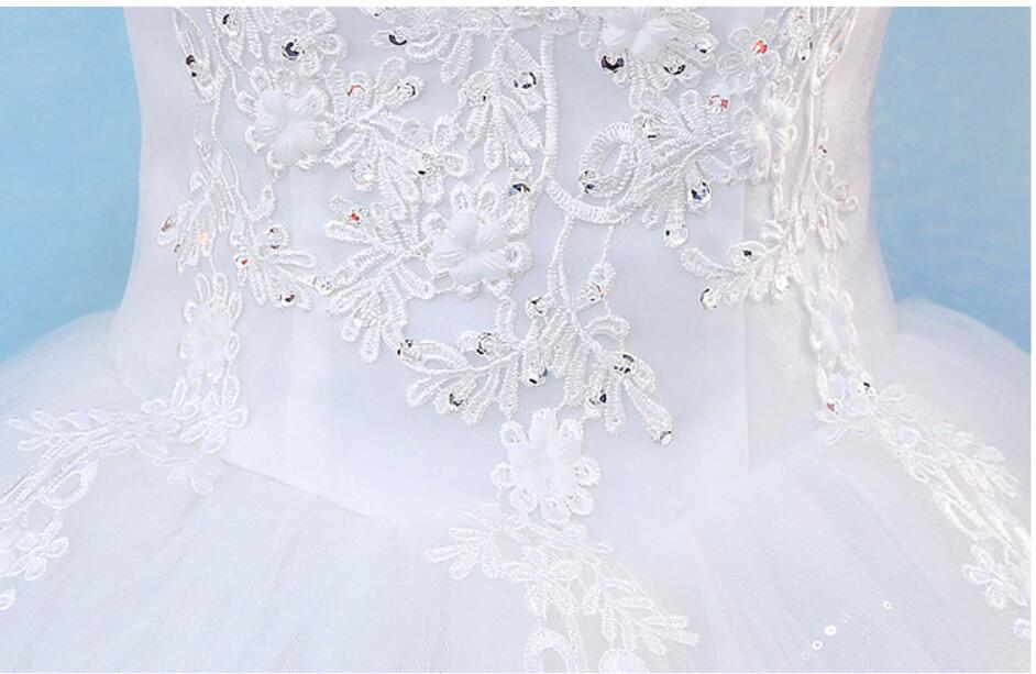 Korean Lace Up Ball Gown V Neck Off the Shoulder Wedding Dresses 2018 New Fashion Customized Plus Size Bridal Dress Real Photo