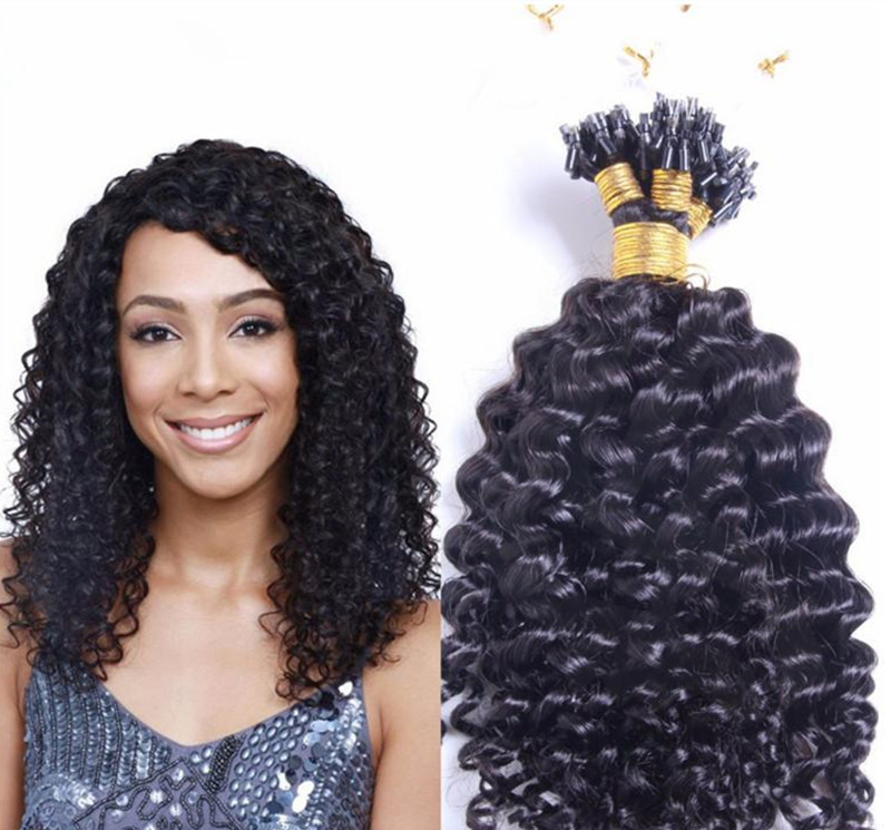 2024 New year Micro Loop Human Hair Deep wave Micro Ring Hair Beads Extensions Color 200G curly Link Ring Hair Extensions 1g/strand 200strands