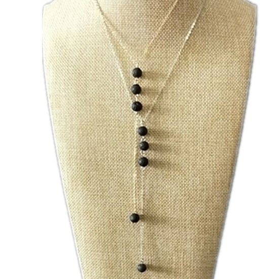 Silver Gold color Black Lava Stone Bead Tassel Necklace Aromatherapy Essential Oil Perfume Diffuser Necklace Jewelry for Women
Silver Gold color Black Lava Stone Bead Tassel Necklace Aromatherapy Essential Oil Perfume Diffuser Necklace Jewelry for Women