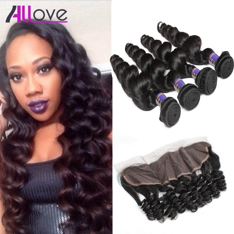 Allove Best 10A Brazilian Hair Bundles With Closure Loose Wave 4Bundles with Lace Frontal Closure Peruvian human hair Extensions Wholesale, Natural color
Allove Best 10A Brazilian Hair Bundles With Closure Loose Wave 4Bundles with Lace Frontal Closure Peruvian human hair Extensions Wholesale, Natural color