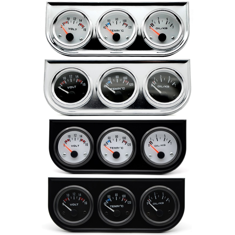 Water Temp Oil Pressure Volt Gauge 52mm 3 in 1 Triple Gauge Kit Black/Chrome Bezel Black/White Face With Temp&Pressure Sensor
Water Temp Oil Pressure Volt Gauge 52mm 3 in 1 Triple Gauge Kit Black/Chrome Bezel Black/White Face With Temp&Pressure Sensor