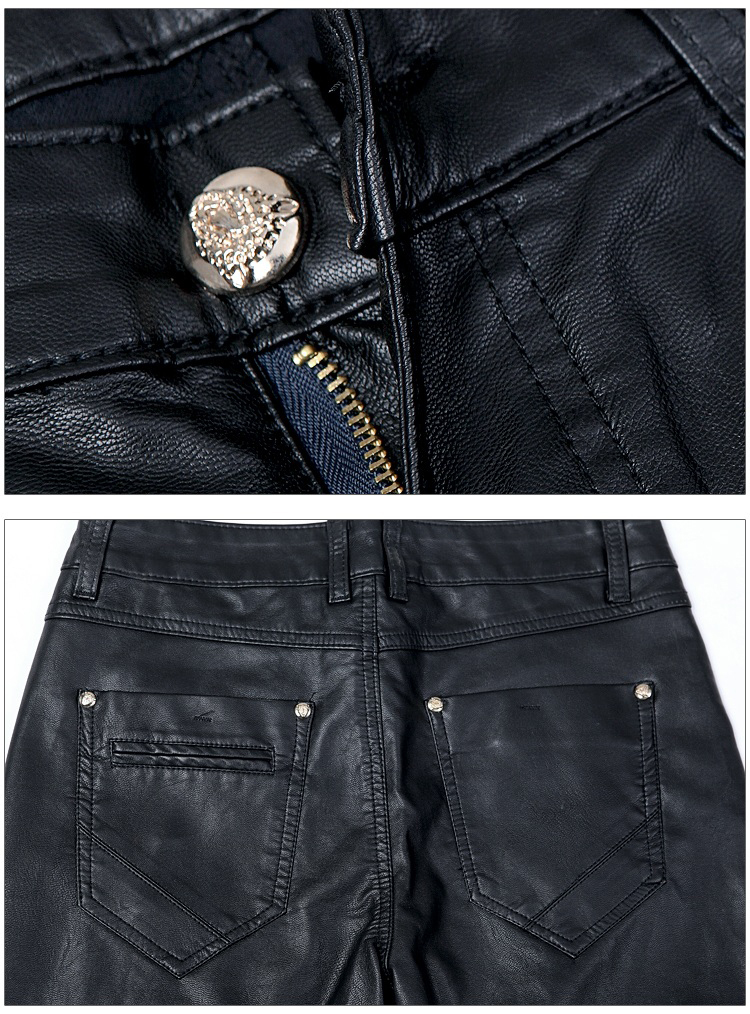 New fashion men leather pants skinny motorcycle straight jeans casual trousers size 28-36 A1031