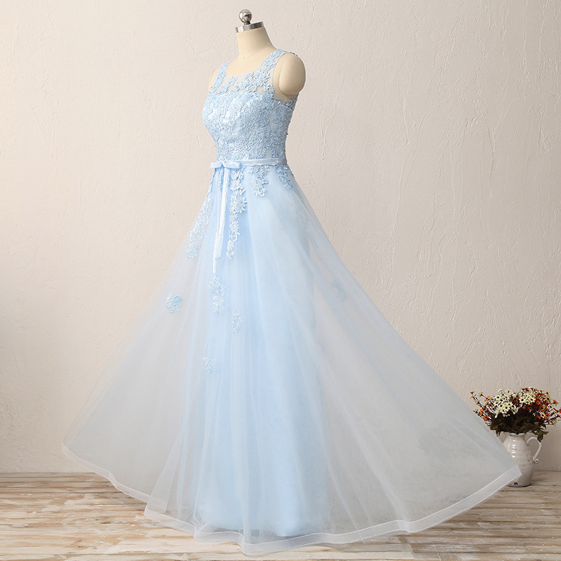 2018 New Sexy Long Lace Prom Dresses A Line Appliques Plus Size Floor-Length Formal Evening Homecoming Party Gown QC1144