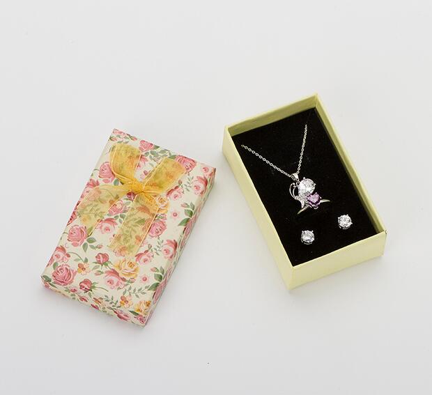 Flower Floral Necklace Earrings Ring Box 5*8cm Jewelry Box Paper Jewelry Gift Box Multi Colors Jewellery Organizer GA59