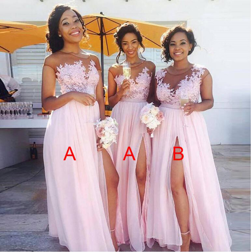 Charming Scoop Neckline Long Bridesmaid Dresses Appliques Chiffon Floor Length Style Beach Wedding Prom Dress Side Split Bridal Party Gowns
Charming Scoop Neckline Long Bridesmaid Dresses Appliques Chiffon Floor Length Style Beach Wedding Prom Dress Side Split Bridal Party Gowns