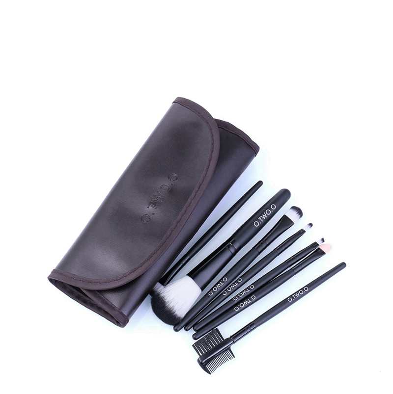 O.TWO.O Makeup Brushes Set 7pcs/lot Soft Synthetic Hair Blush Eyeshadow Lips Make Up Brush With Leather Case For Beginner Brush