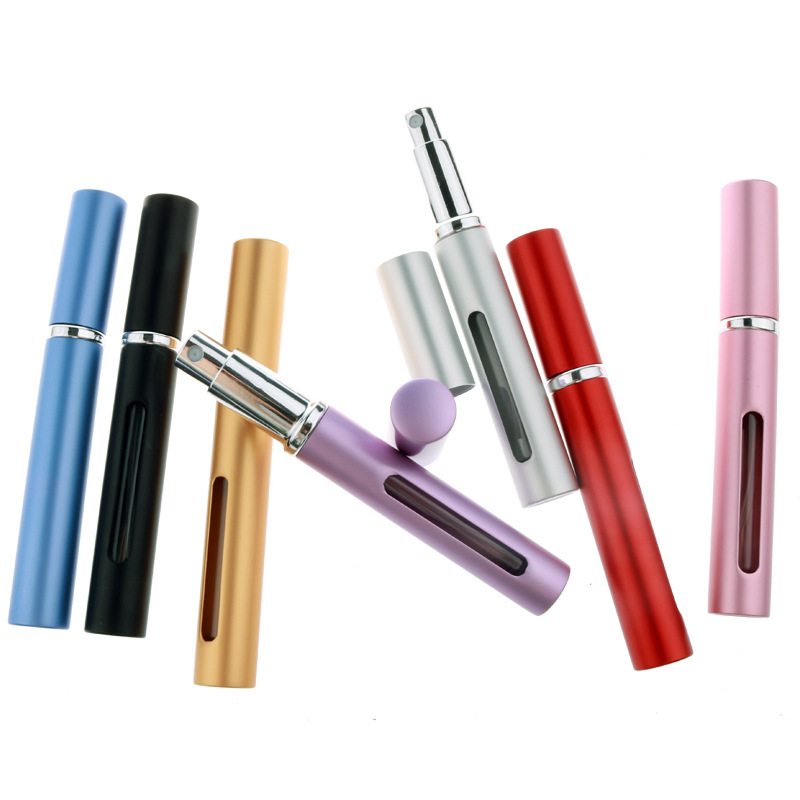 Wholesale 5ml Portable Mini Spray Perfume Bottle Aluminum Electrified Glass Perfume Container Pressed Mini Travel Atomizer Refillable Bottle