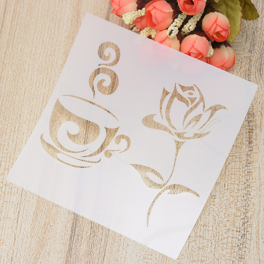 1 Pcs Reusable Stencil Airbrush Painting Art DIY Home Decor Scrapbooking Craft Baking Tool Craft Coffee