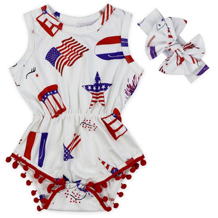 Baby Girls Tassel Sleeveless Romper Toddler American Flag Print Rompers Newborn Kids USA Jumpsuit with Headband, As pic
Baby Girls Tassel Sleeveless Romper Toddler American Flag Print Rompers Newborn Kids USA Jumpsuit with Headband, As pic
