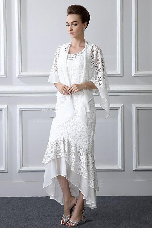 White Lace Mother of the Bride Dresses Matched Wraps 2019 New Hot Selling Elegant High Low Sheath Mother of Bride Groom Dresses M04
White Lace Mother of the Bride Dresses Matched Wraps 2019 New Hot Selling Elegant High Low Sheath Mother of Bride Groom Dresses M04
