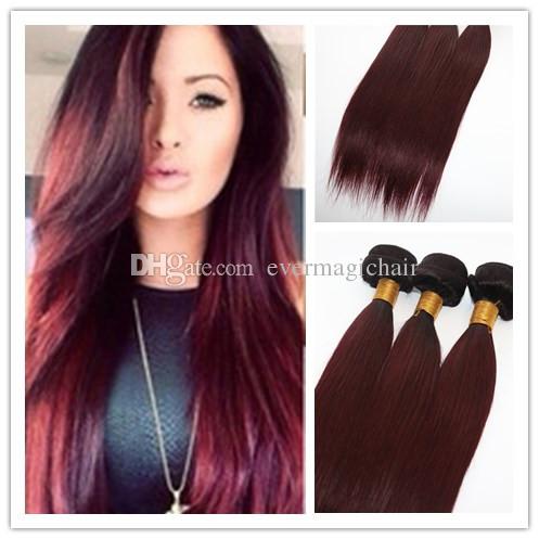 Wholesale high quality 100% High Quality Ombre 1B/99J Straight Hair Weft Brazilian Human Hair Extensions