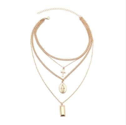 SRCOI Bohemia Gold Color Cross Layered Necklace Jesus Virgin Mary Chain Pendant Necklace Easter Day's Gift For Women Jewelry
SRCOI Bohemia Gold Color Cross Layered Necklace Jesus Virgin Mary Chain Pendant Necklace Easter Day's Gift For Women Jewelry