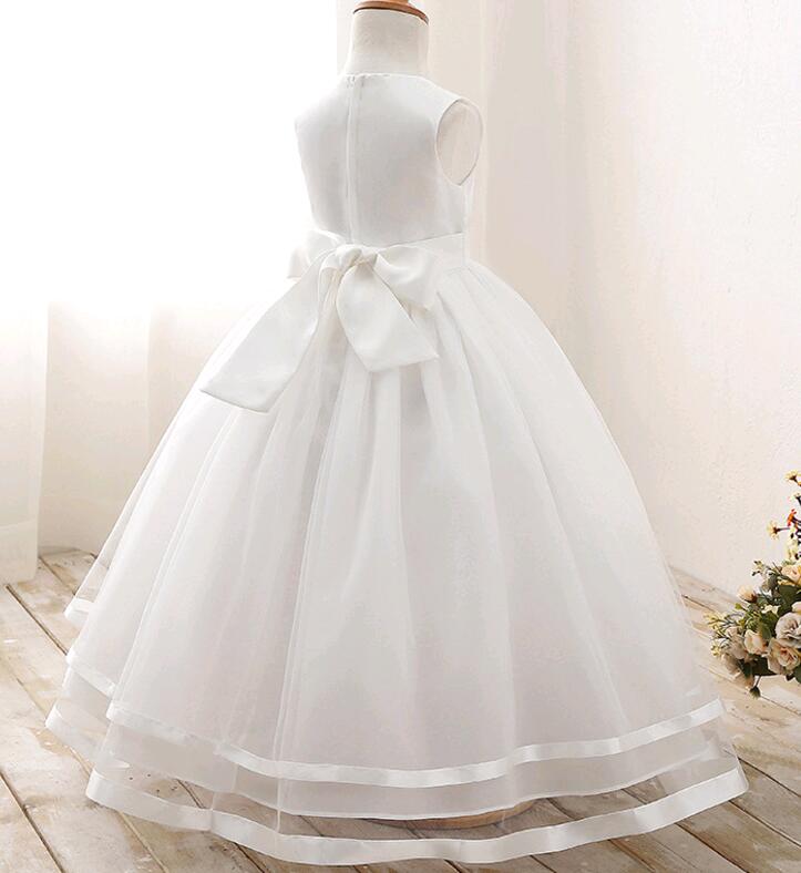 Solid Color Long-Dress with Lace & Mesh Design - Floral Beading Detailing, Perfect for Kids Aged 4-12