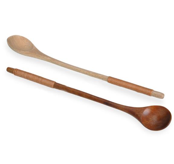 Wooden Spoons Long Handled Spoon Kids Spoon Wood Rice Soup Dessert Spoon Coffer Mixing Tableware