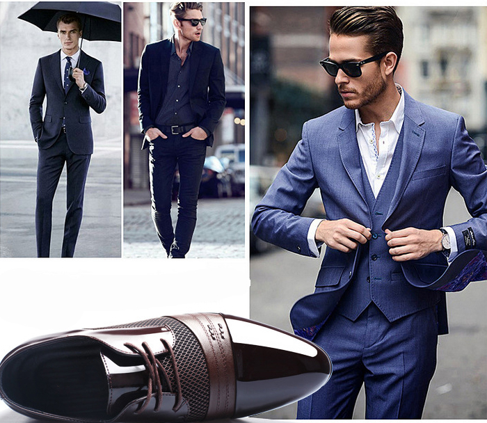 2018 New Arrival Men Shoes Black Brown Burgundy Genuine Leather Men Business Shoes US Size 7-11 With Free Shipping