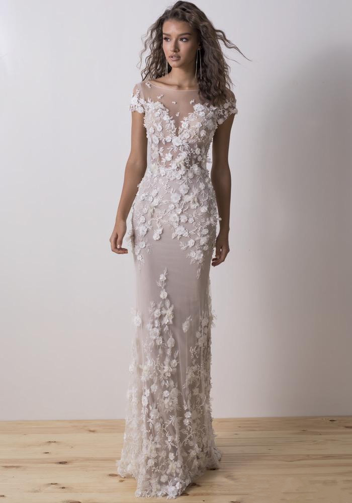 Dimitrius Dalia Mermaid Wedding Dresses 2019 Modest Backless 3D Floral Lace Beaded Trumpet Beach Garden Civil Bridal Gown