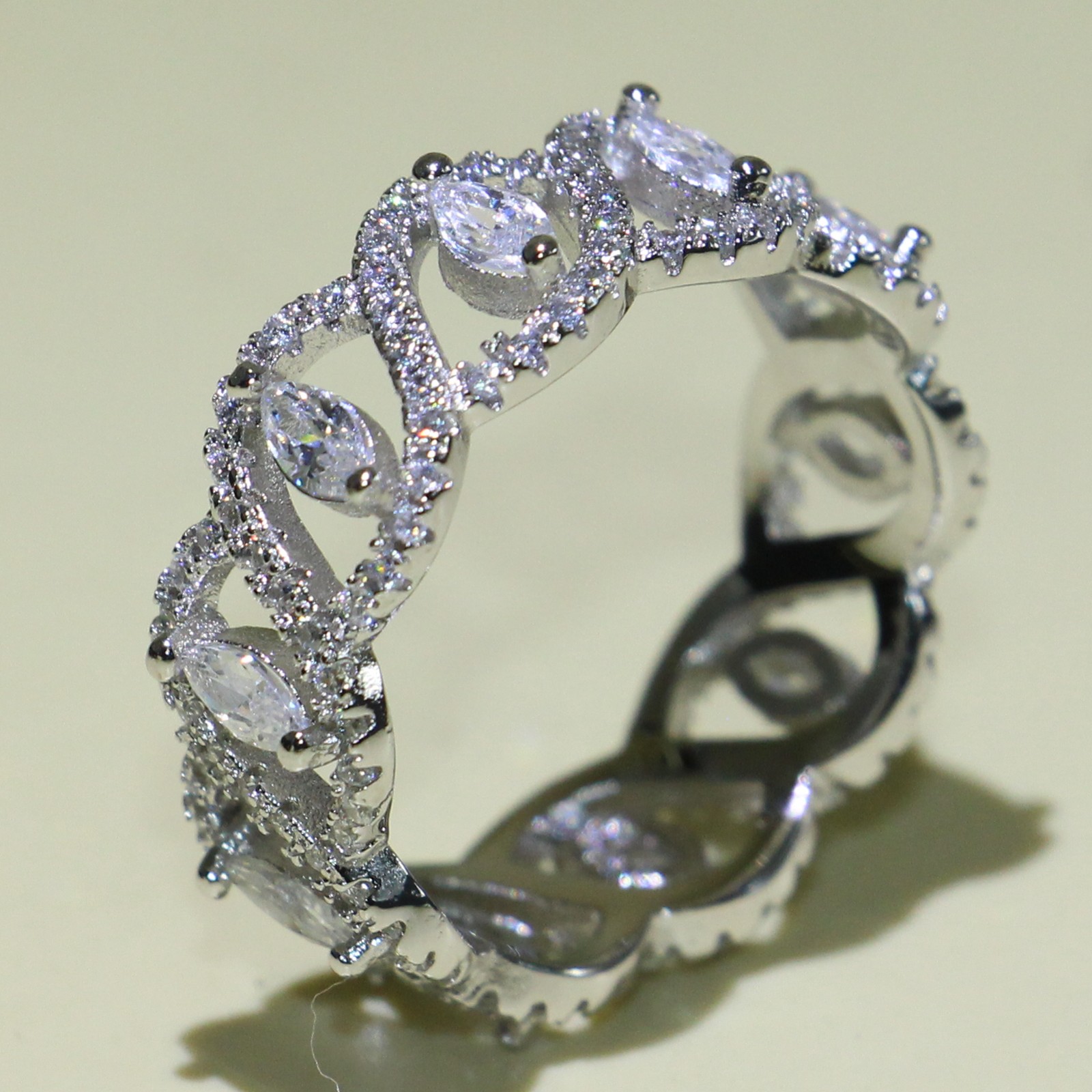 Dainty Promise Ring, Size 5-10, Sterling Sier Engagement Rings, Marquise Cut CZ Cross Band Ring for Women Free shipping