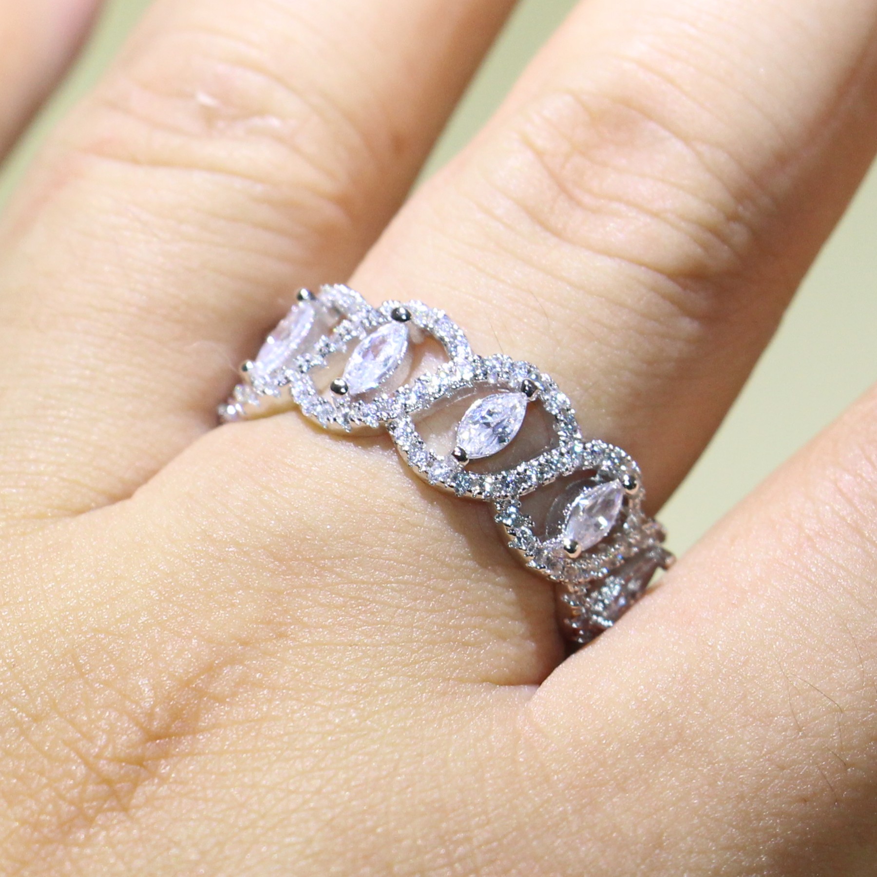 Dainty Promise Ring, Size 5-10, Sterling Sier Engagement Rings, Marquise Cut CZ Cross Band Ring for Women Free shipping