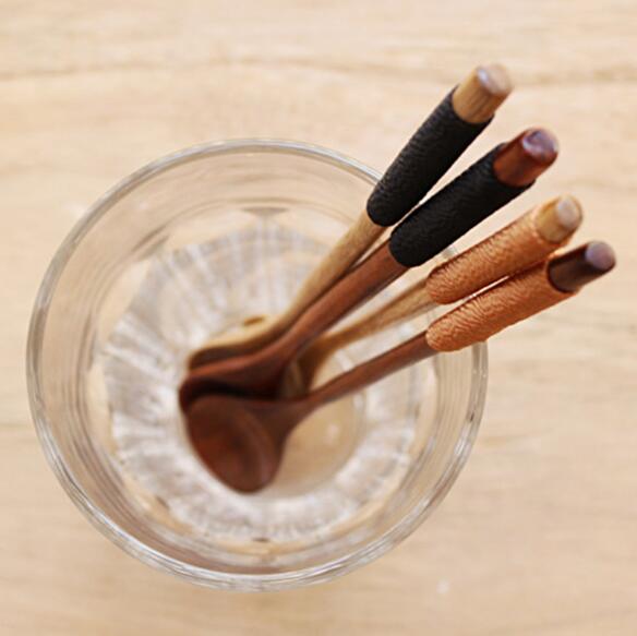 Wooden Spoons Long Handled Spoon Kids Spoon Wood Rice Soup Dessert Spoon Coffer Mixing Tableware