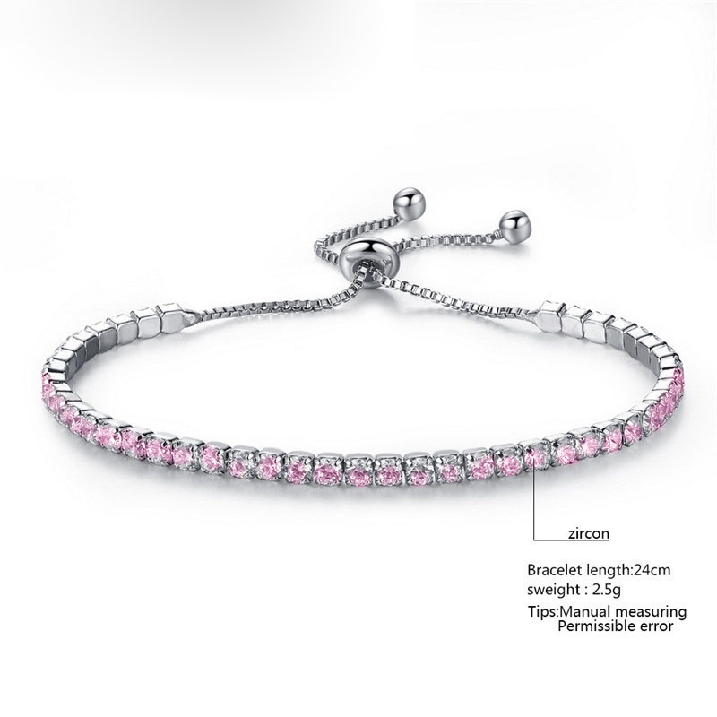 Silver Plated Bracelets Full Diamond Crystal Chain Rhinestone Bangle Bracelet Women Female Gift BR002