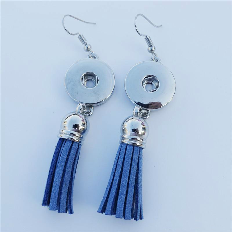 2018 hot sales girls woman Noosa Chunks Metal Ginger 18mm Snap Buttons Tassel Earrings Women Jewelry 12pairs/lot Mix Colors