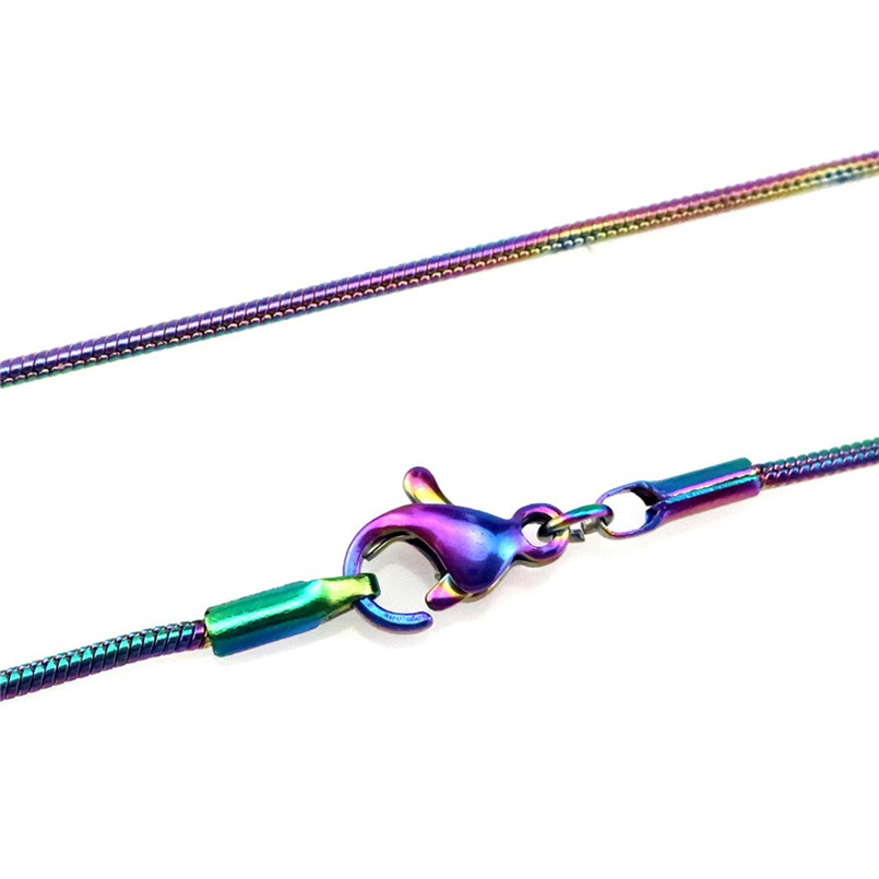 1.2mm Rainbow Color Chain Necklace 22" Stainless Steel Chain 22inch