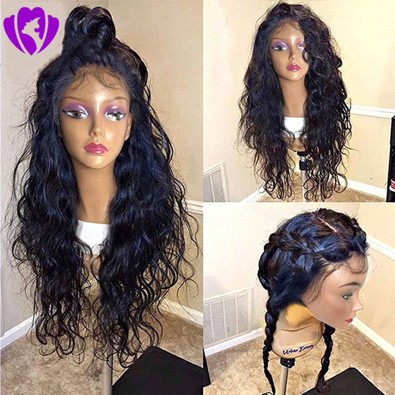 Long Body Wavy Synthetic Lace Wig braided wig Free Part Heat Resistant Synthetic Lace Front Wig with baby hair for black Women