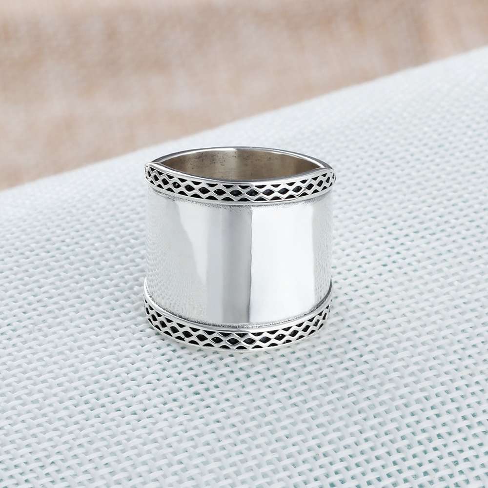 Solid 925 Sterling Silver Female Rings 20mm Wide Rings Simple Style Rings Wedding Accessories Jewelry (JewelOra RI102783) D18111306