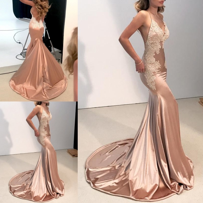 Modest 2018 Mermaid Prom Dresses Champagne Lace Applique Formal Gowns Evening Wear Backless Sweep Train Custom Made Evening Dress, Daffodil
Modest 2018 Mermaid Prom Dresses Champagne Lace Applique Formal Gowns Evening Wear Backless Sweep Train Custom Made Evening Dress, Daffodil