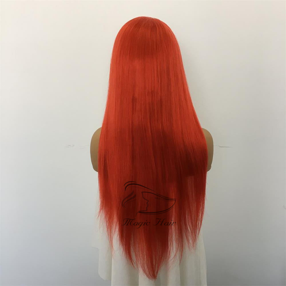 Full Lace Human Hair Wigs Red Color Silky Straight Brazilian Virgin Human Hair 150 Density Lace Front wig With Baby Hair Glueless