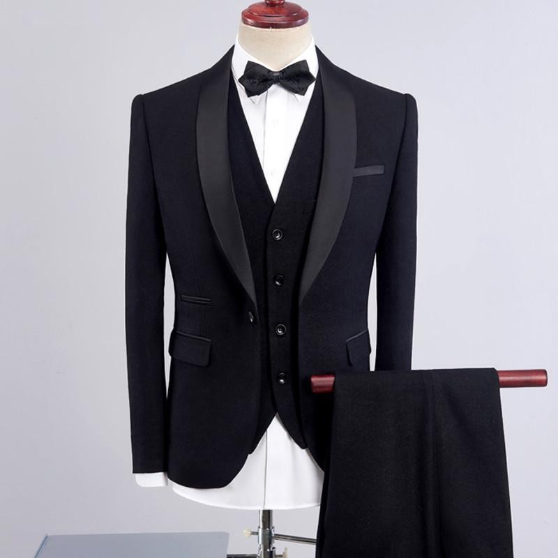 Custom Made Popular Groom Tuxedos Excellent Men Wedding Tuxedos High Quality Men Formal Business Prom Party Suit(Jacket+Pants+Tie+Vest) 1736