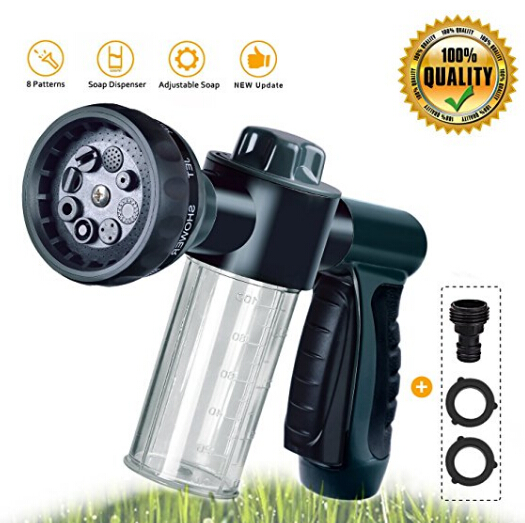 Garden Hose Nozzle Adjustable Hose Spray Nozzle New Upgrade High Pressure 8 Way Spray Pattern With 3.5Oz Soap Spray