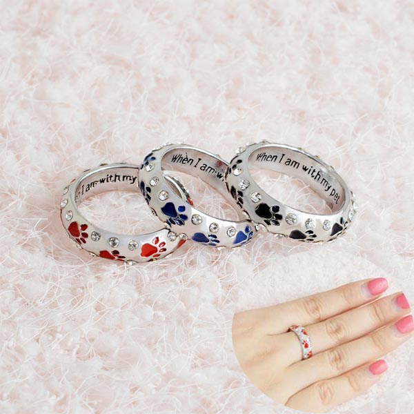 Cat Kitty Paws Ring Lettering " when I am with my pet" Animal Ring Jewelry for Women
Cat Kitty Paws Ring Lettering " when I am with my pet" Animal Ring Jewelry for Women