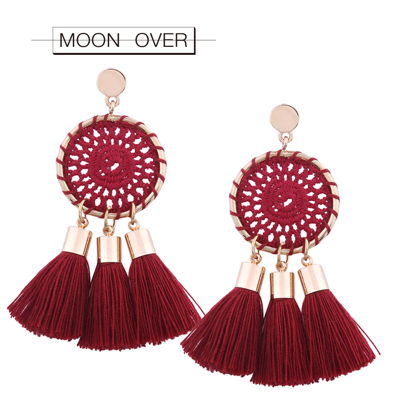 MOON OVER Ethnic Bohemia Knit Mesh Round Tassel Earrings Hollow Big Earring For Women Handmade 2018 Boho Female Jewelry
MOON OVER Ethnic Bohemia Knit Mesh Round Tassel Earrings Hollow Big Earring For Women Handmade 2018 Boho Female Jewelry
