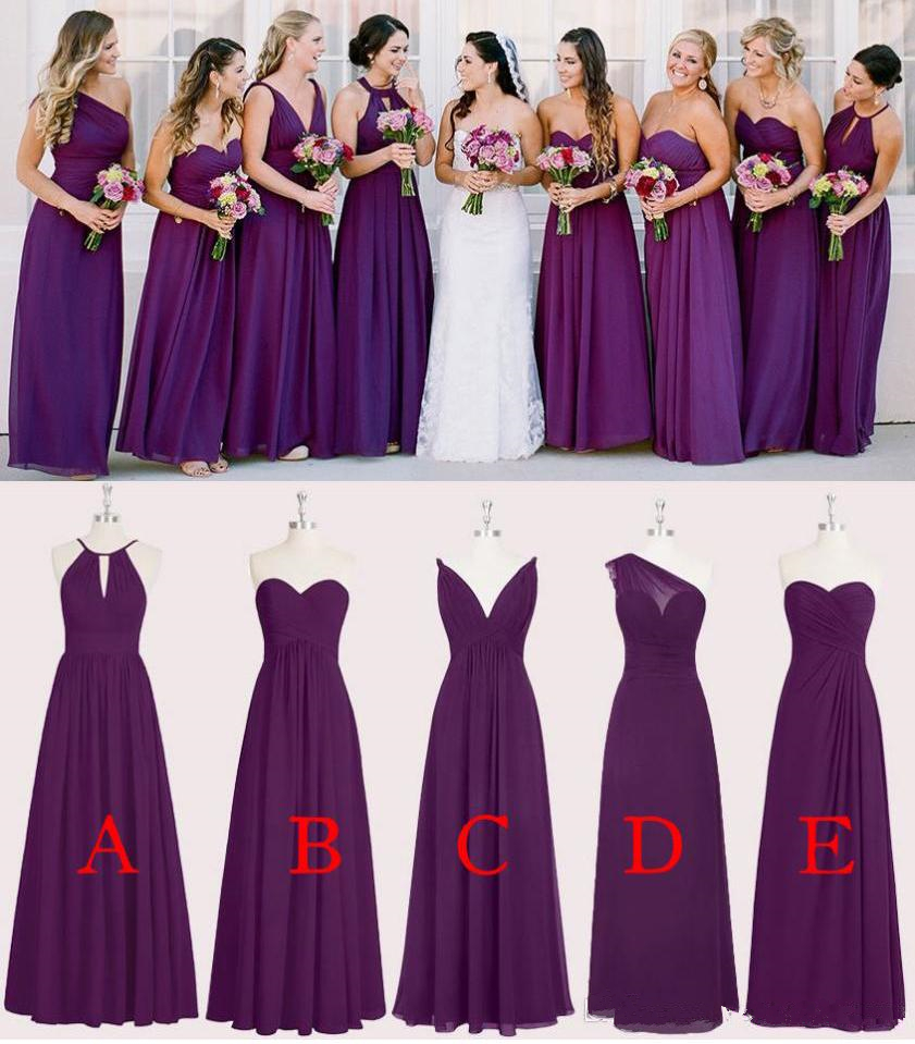 Cheap Summer Bridesmaid Dresses long Country Different Styles Mismatched Sexy Chiffon Purple Formal Maid of Honor Gowns Wedding Party Dress
Cheap Summer Bridesmaid Dresses long Country Different Styles Mismatched Sexy Chiffon Purple Formal Maid of Honor Gowns Wedding Party Dress
