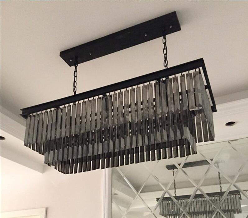 Modern Rectangular Crystal Chandelier Lighting Crystals Tube Ceiling Light for livingroom Dinner Room