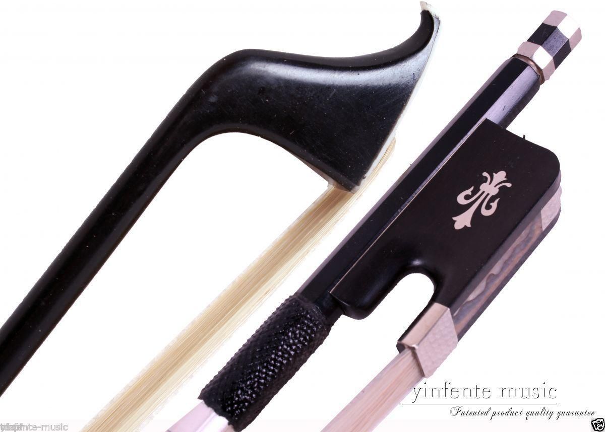 

Yinfente 4/4 Cello bow Carbon Fiber Full size Ebony frog Well balanced Fleur de lis Natural Horse Hair