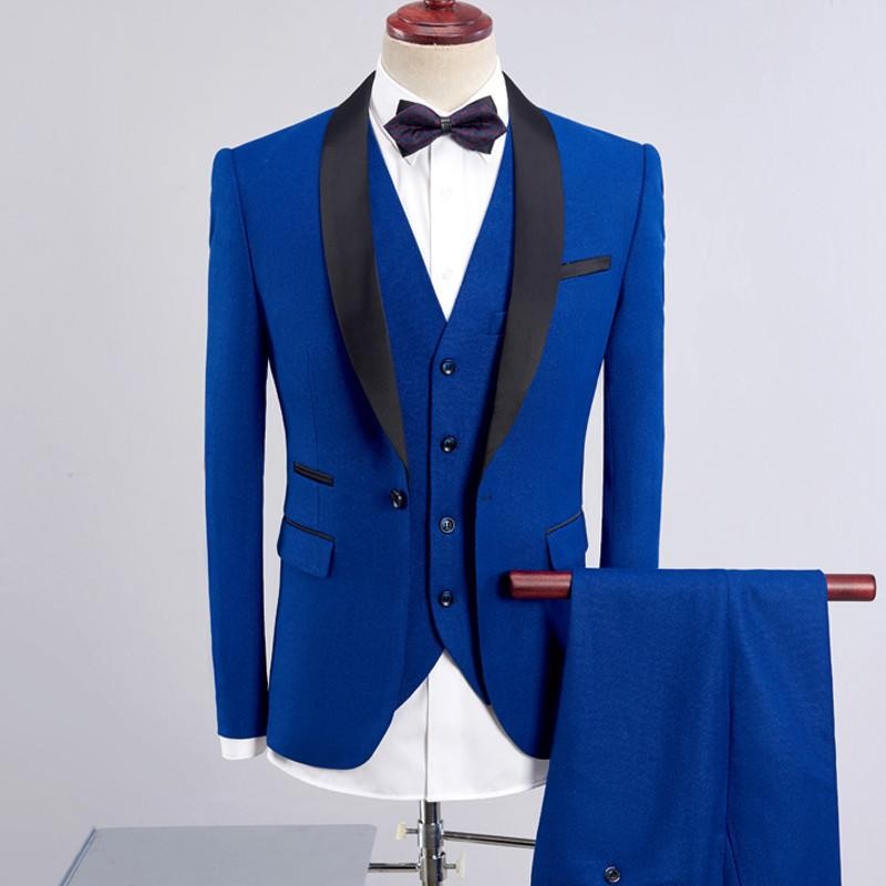 Custom Made Popular Groom Tuxedos Excellent Men Wedding Tuxedos High Quality Men Formal Business Prom Party Suit(Jacket+Pants+Tie+Vest) 1736