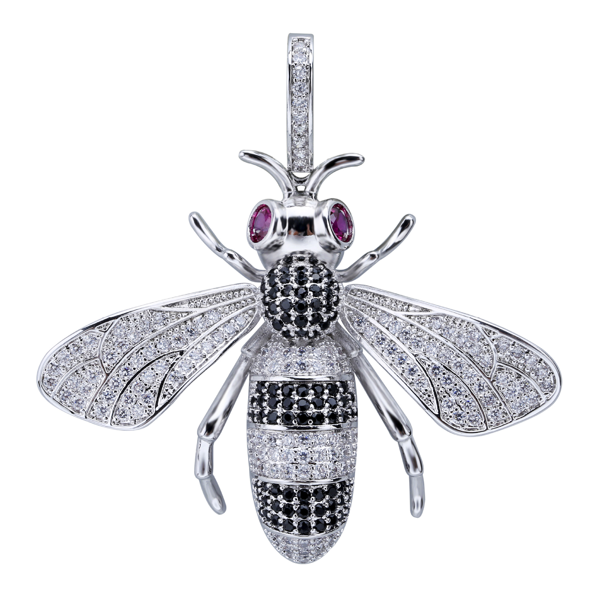 Iced Out Pendant Hip Hop Jewelry Micropave Simulated Diamond CZ Bling Bee Pendant Necklace with Rope Chain for Men Luxury Designer