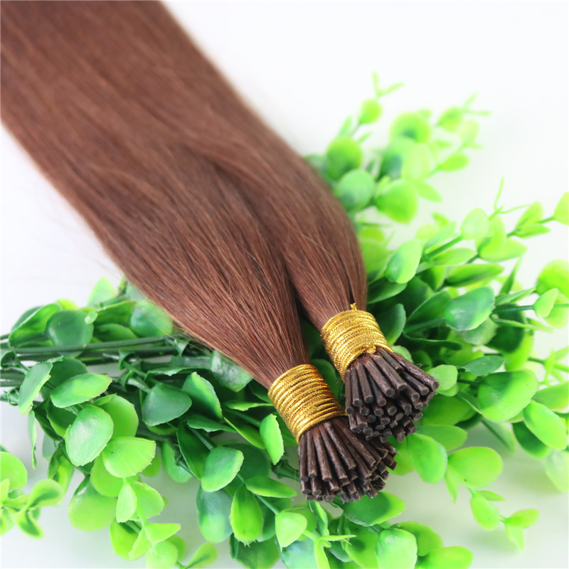 Auburn Brown #33 Stick-tip Extensions Brazilian Human Hair 100Strands 100gram Straight Keratin I-tip Human Hair Extensions