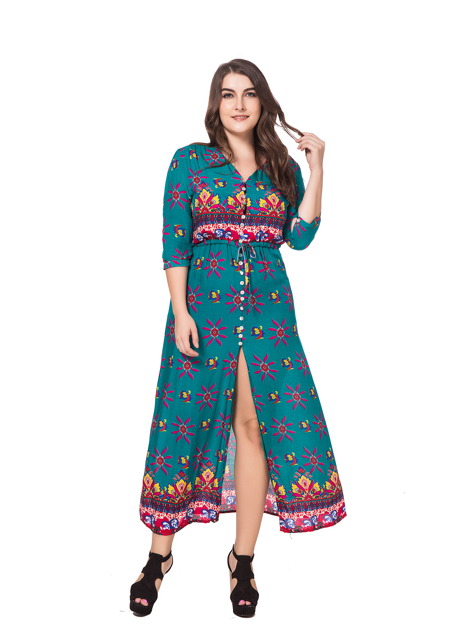 Long Dress Women Summer Maxi Dresses Sexy Deep V-Neck Summer Bohomian Floral Print Long Dress Women Sexy Split Beach Summer Dress, Green
Long Dress Women Summer Maxi Dresses Sexy Deep V-Neck Summer Bohomian Floral Print Long Dress Women Sexy Split Beach Summer Dress, Green