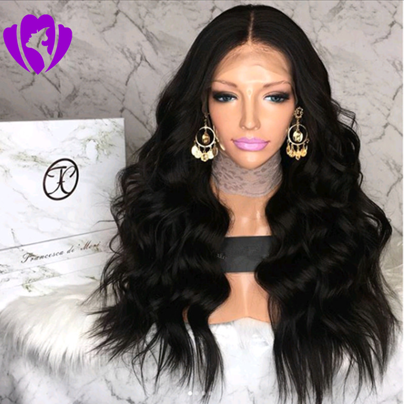Body Wave Wig Glueless Lace Front Wig With Baby Hair 30inches Long Black Wig Heat Resistant Synthetic Wigs For Black Women