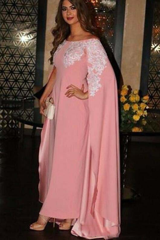 Dresses Scoop Pink Vintage Neck Ling Sleeveless Noble Prom Wrap Floor length Evening Gowns with Lace Applique Custom Made