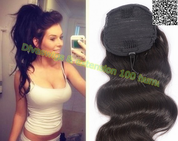 140g natural ponytail women hair extension clip in Body wave drawstring human hair brazilian remy hair 8A Grade