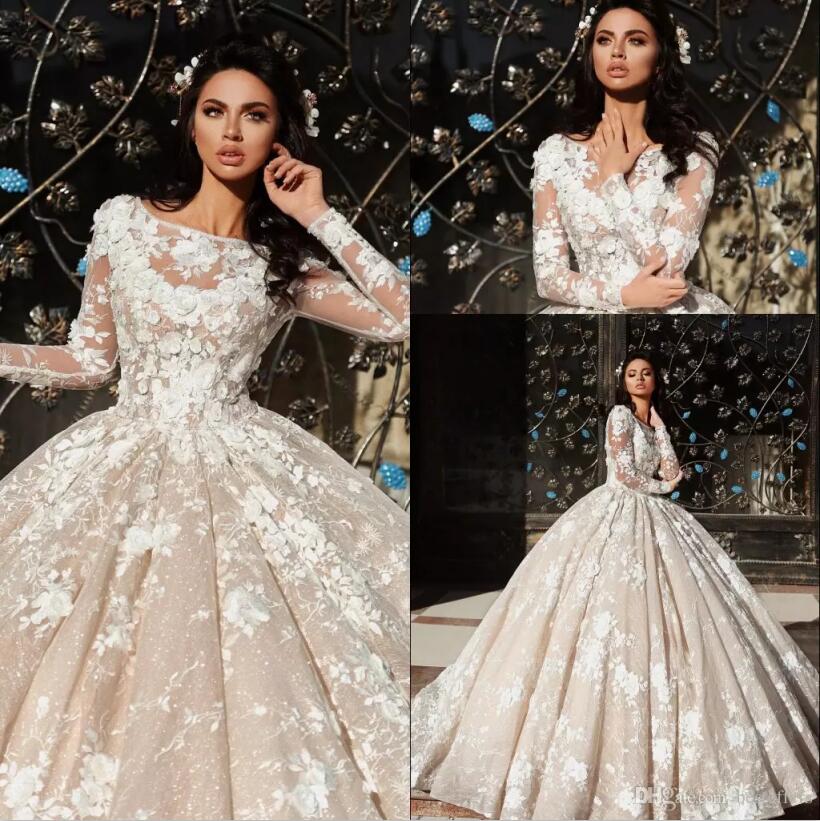 Gorgeous Long Sleeve Church Ball Gowns Wedding Dresses 2018 New Sheer Jewel Neck with 3D-Floral Flowers Lace Appliques Bridal Gowns Custom, Same as image
Gorgeous Long Sleeve Church Ball Gowns Wedding Dresses 2018 New Sheer Jewel Neck with 3D-Floral Flowers Lace Appliques Bridal Gowns Custom, Same as image