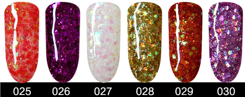 Nail Gel Manicure UV Gradual Change Color Glue Laser Sequins Polish Flicker 1-100