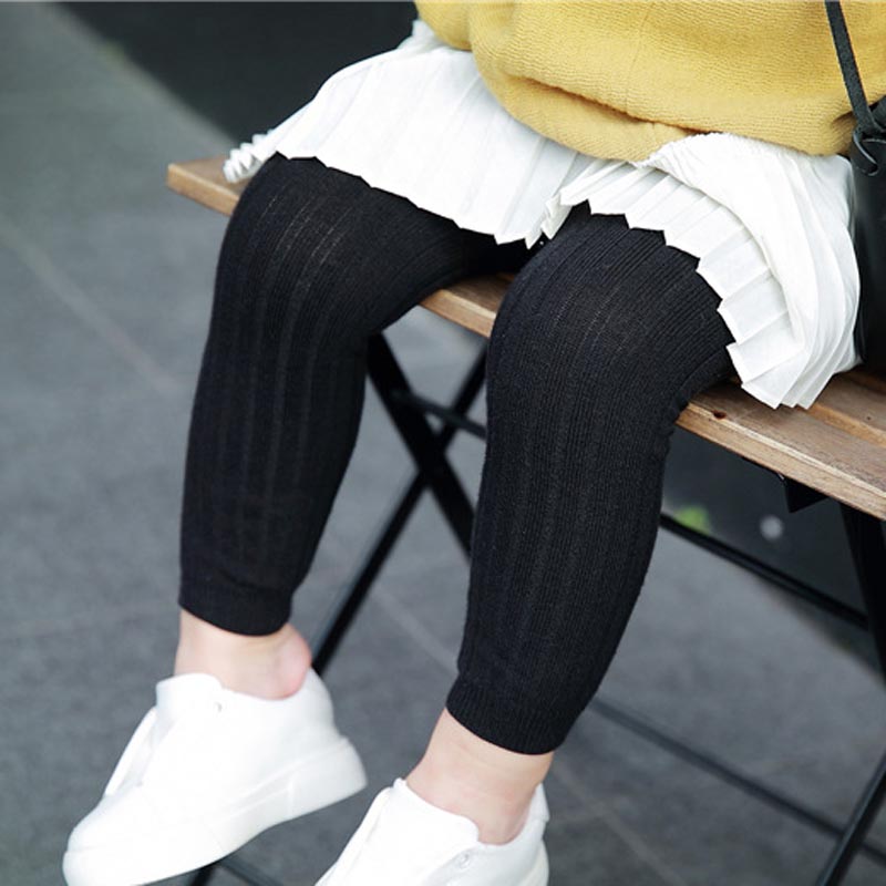 Autumn Girls Leggings Striped Skinny Girls Rib Leggings High Waist Children Clothes for Baby Clothing Wholesale